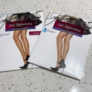Hanes NEW Silk Reflections Sheer Hosiery 1 black 1 Nude SZ AB control top